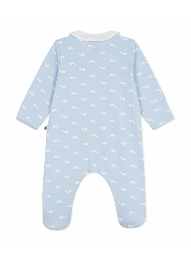 Petit Bateau Babies' whale print cotton pyjama suit with a collar